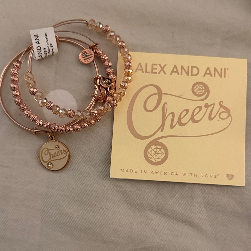 Alex and Ani Rose Gold Cheers Charm Bangles